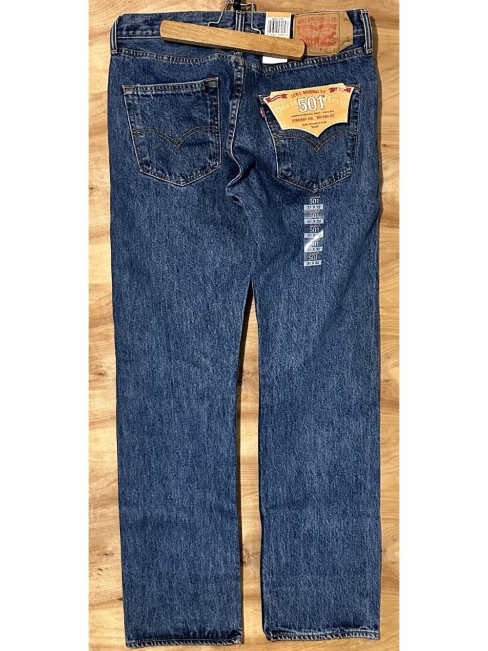 Levi's 501 Original Regular Fit Button Fly Straight Denim Jeans 31X32 Men's Blue